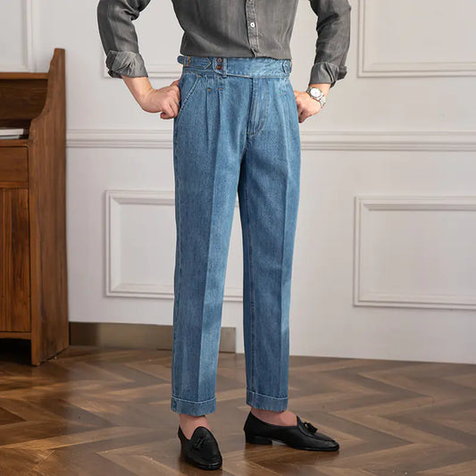 Vintage High-Waisted Straight Leg Jeans for Men