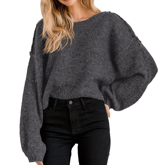 Jumpmile Women's Crewneck Cropped Knit Sweater