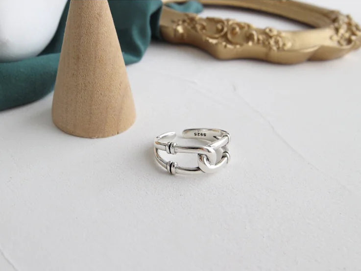 Chic Trio Ring Set: Open, Cross & Chain
