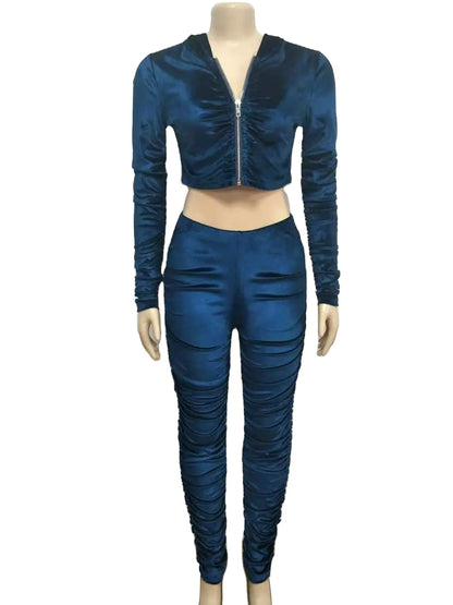 Fall Winter Fashion Hooded Long Sleeve Outfit Set