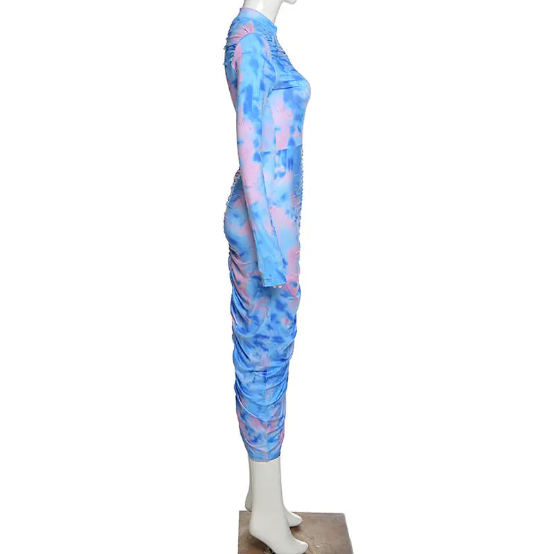 Autumn Chic Digital Print Bodycon Dress