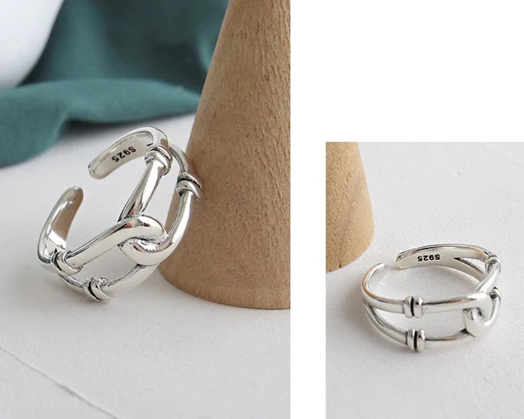 Chic Trio Ring Set: Open, Cross & Chain