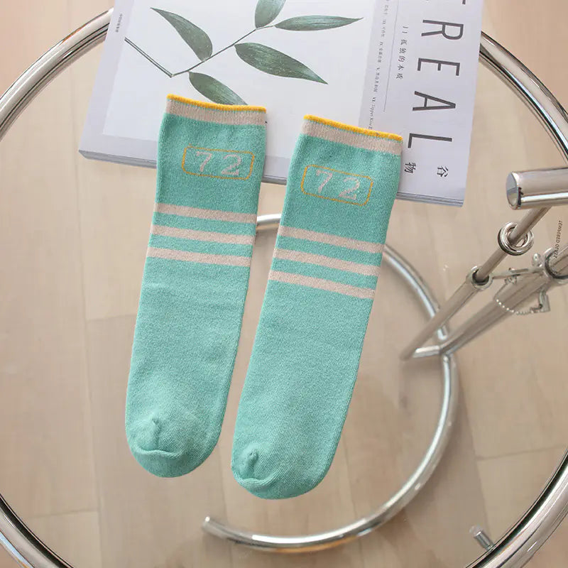 Korean Style Cartoon Striped Socks