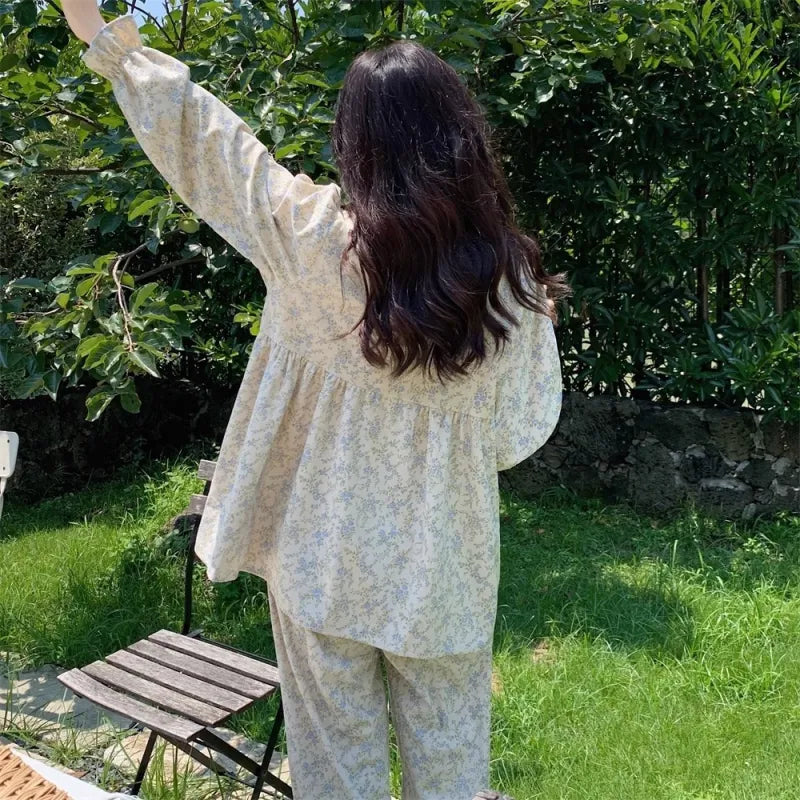 French Lace Mori Style Pastoral Style Dormitory Long Sleeve Outerwear Homewear Suit