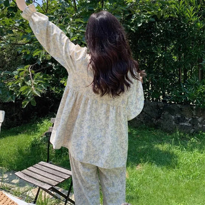 French Lace Mori Style Pastoral Style Dormitory Long Sleeve Outerwear Homewear Suit