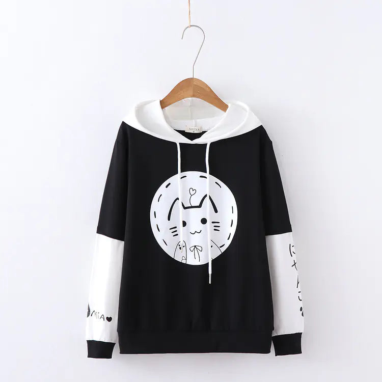 Women's Cartoon Cat Hoodie