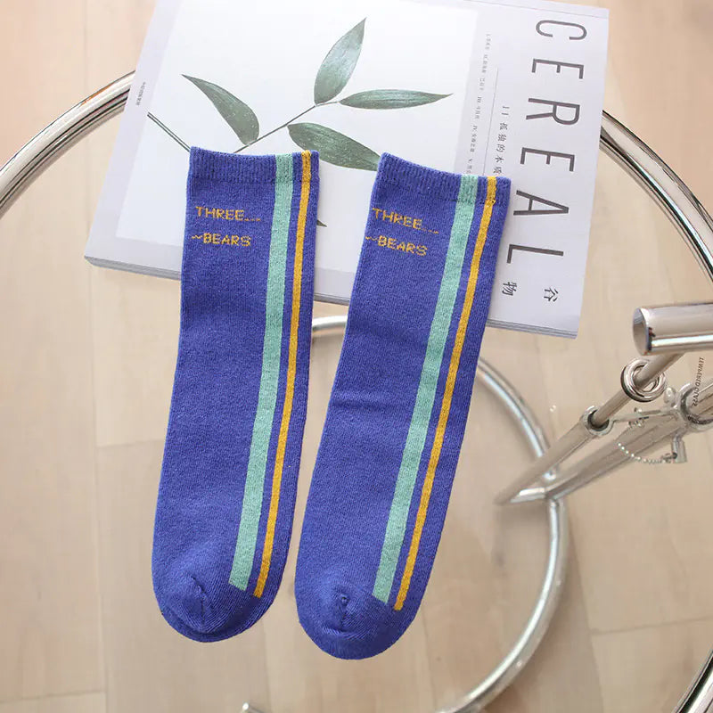 Korean Style Cartoon Striped Socks