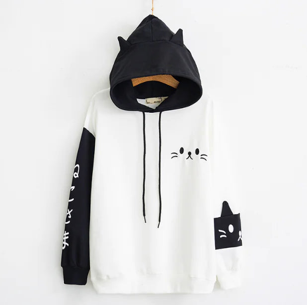 Women's Cartoon Cat Hoodie
