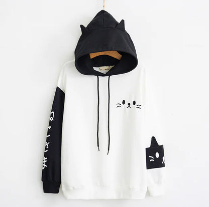 Women's Cartoon Cat Hoodie