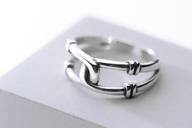 Chic Trio Ring Set: Open, Cross & Chain